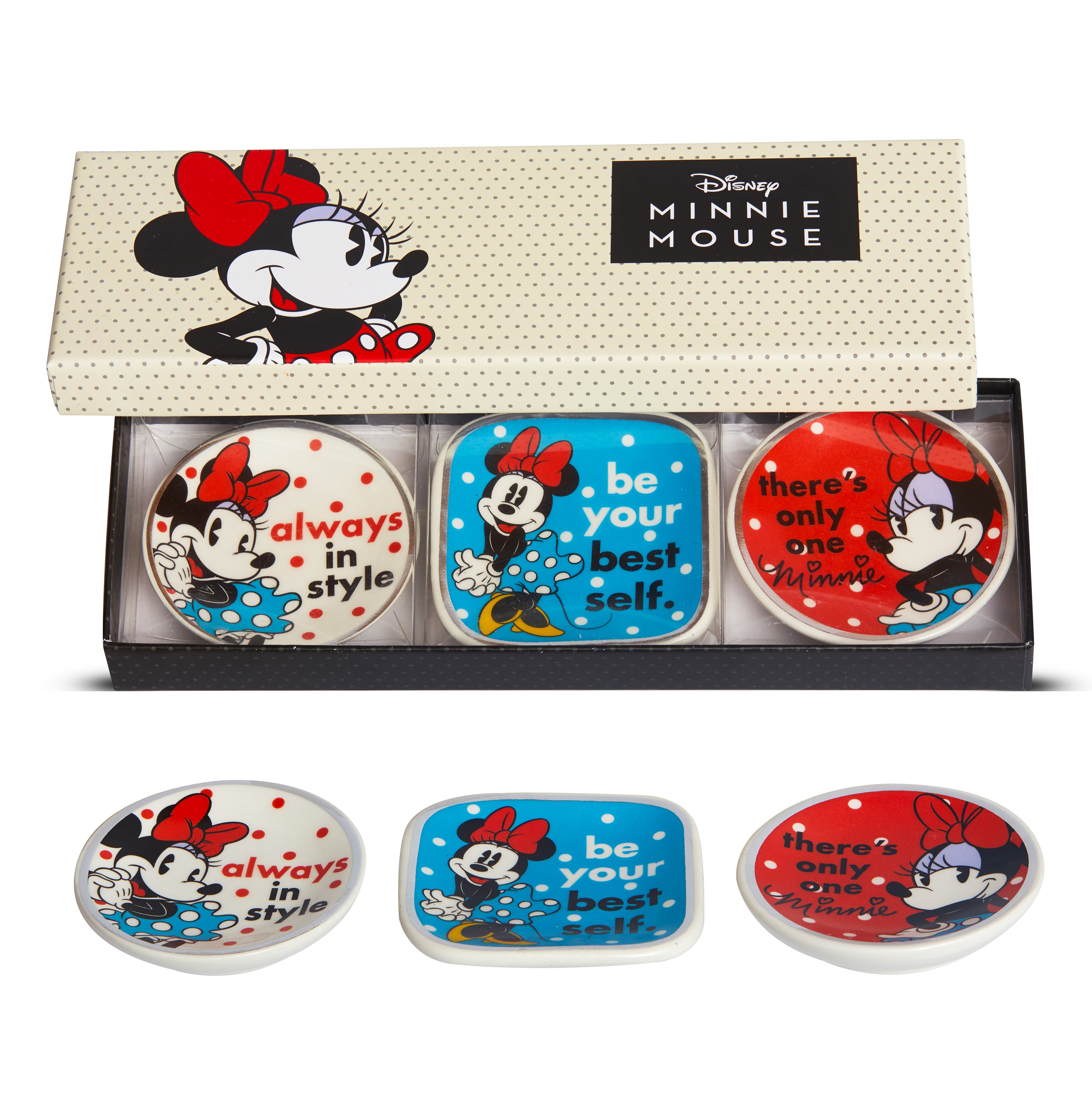 Disney Minnie Mouse Mini Trinket Tray Gift Set, 3 Piece in Multi 