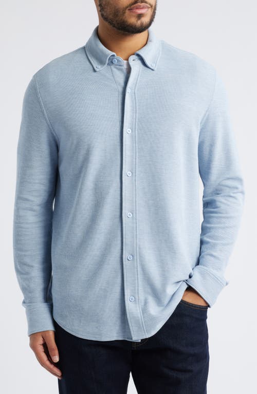 Nordstrom Solid Pima Cotton Piqué Button-down Shirt In Blue Skyway Heather