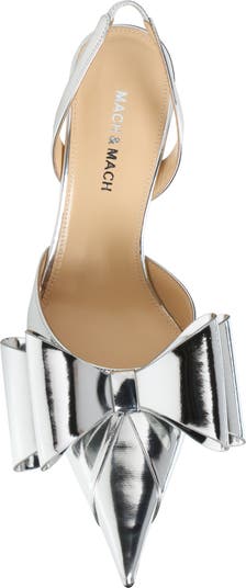 Le Cadeau Bow Pointed Toe Metallic Slingback Pump