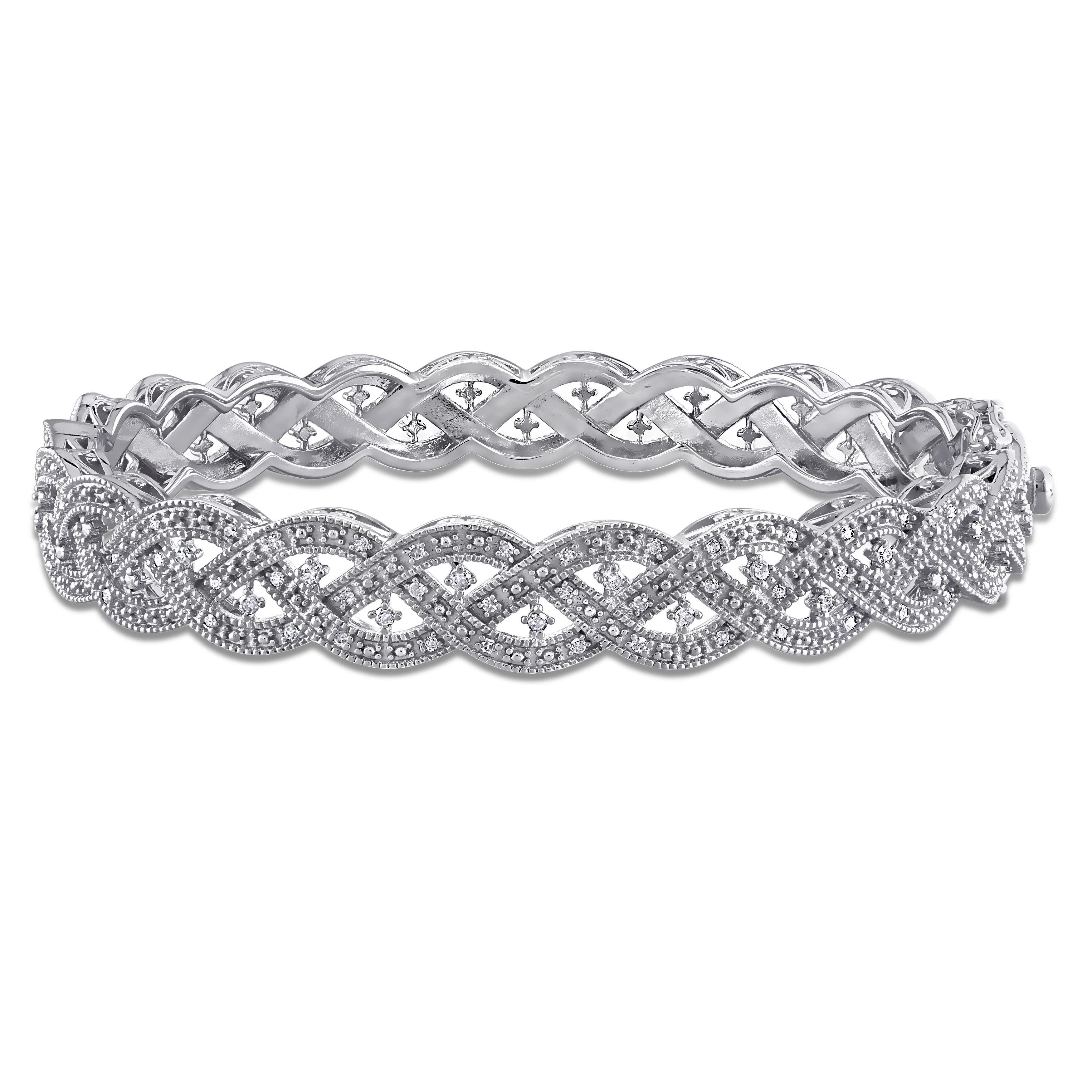 Julianna B. Diamond Braided Bangle Sterling Silver (Women) | Nordstrom