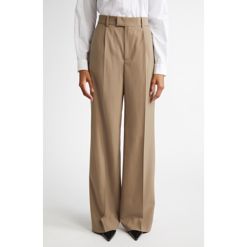 Rohe Wide-leg Wool Trousers In Khaki