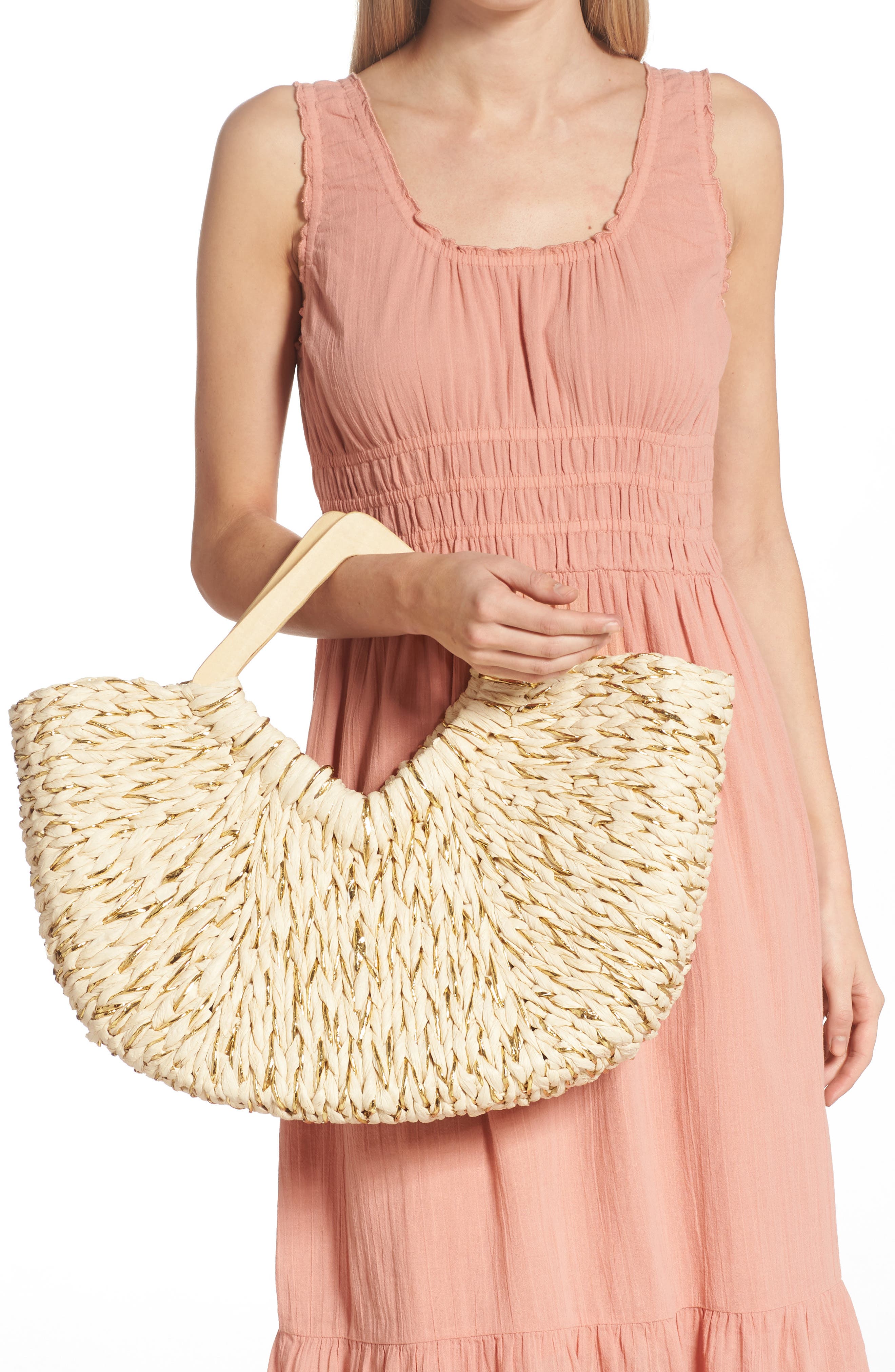 Ivy Crochet Straw Tote, Alternate, color, NATRUAL/GOLD