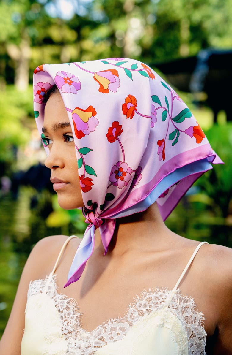 Jessie Zhao New York Blush Botanica Double Sided Silk Scarf, Alternate, color, Pink