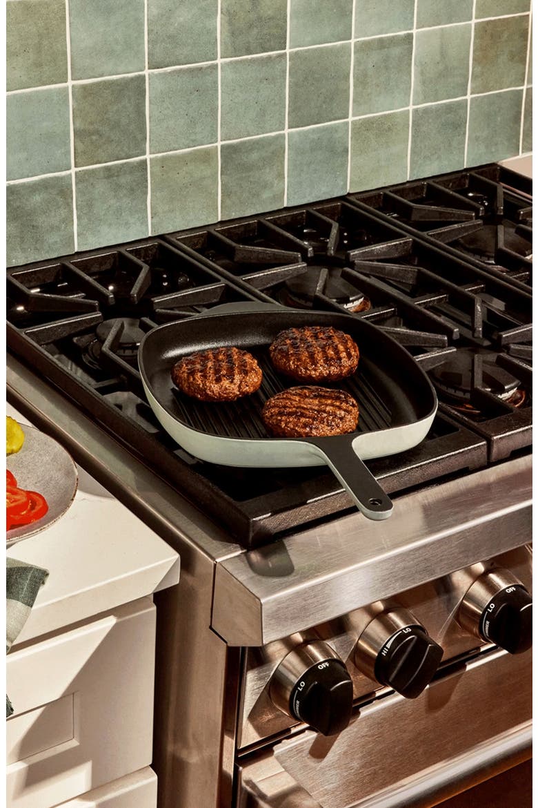 10.5-Inch Enameled Cast Iron Grill Pan, Alternate, color, GRAY