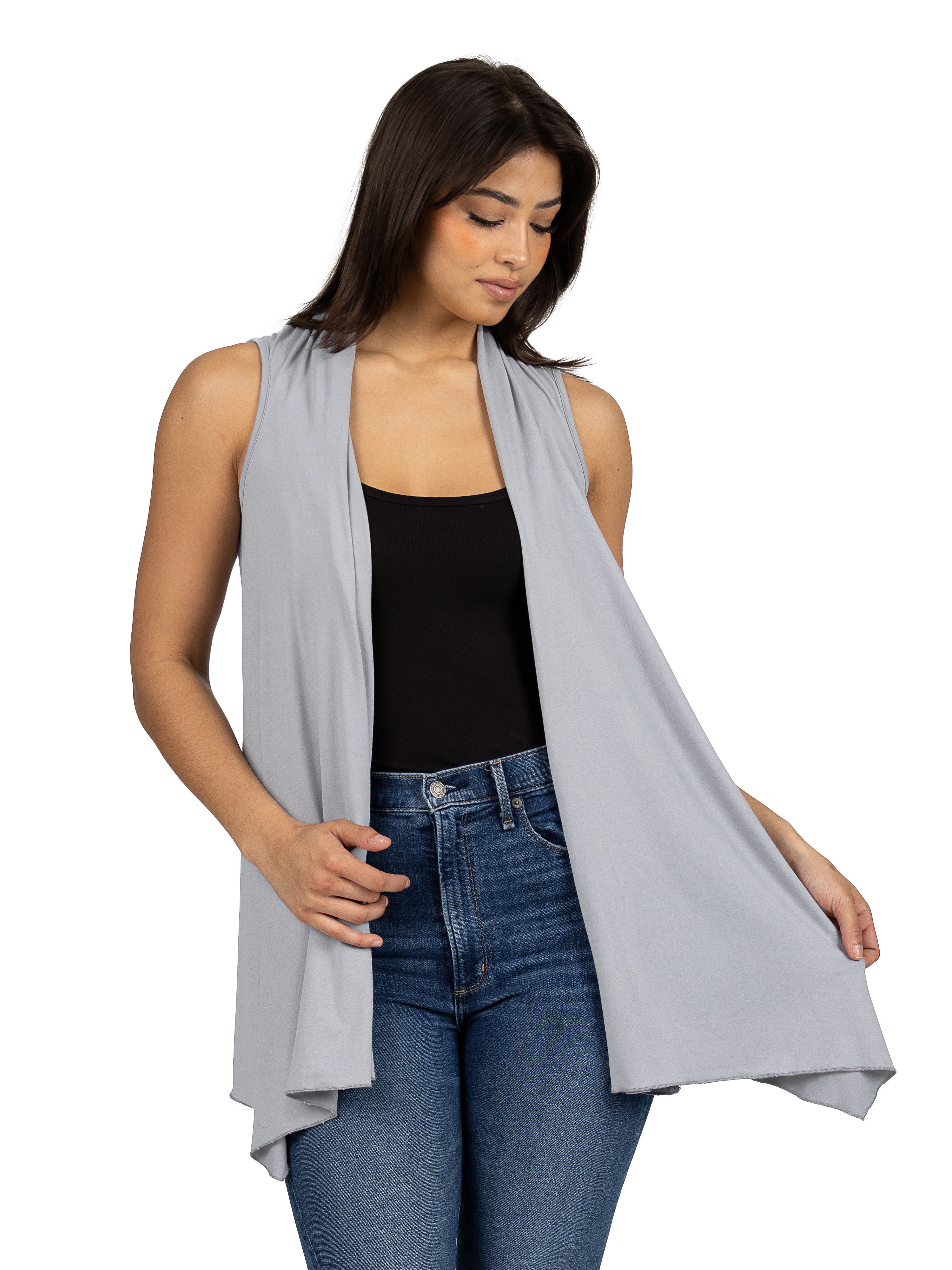 Maternity Draped Open Front Sleeveless Cardigan - image 3