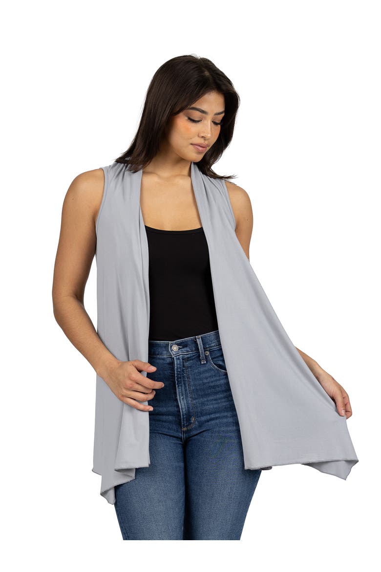 Maternity Draped Open Front Sleeveless Cardigan, Main, color, Slate