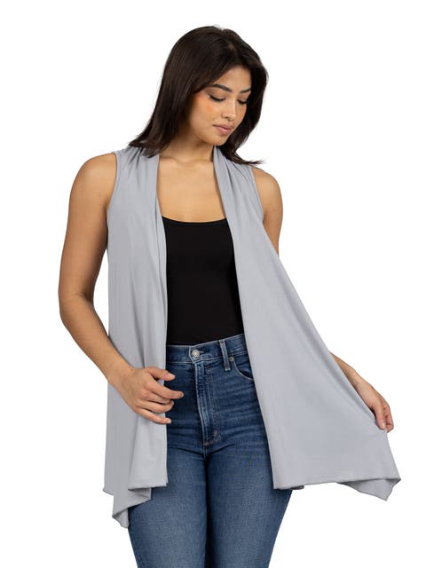 Maternity Draped Open Front Sleeveless Cardigan