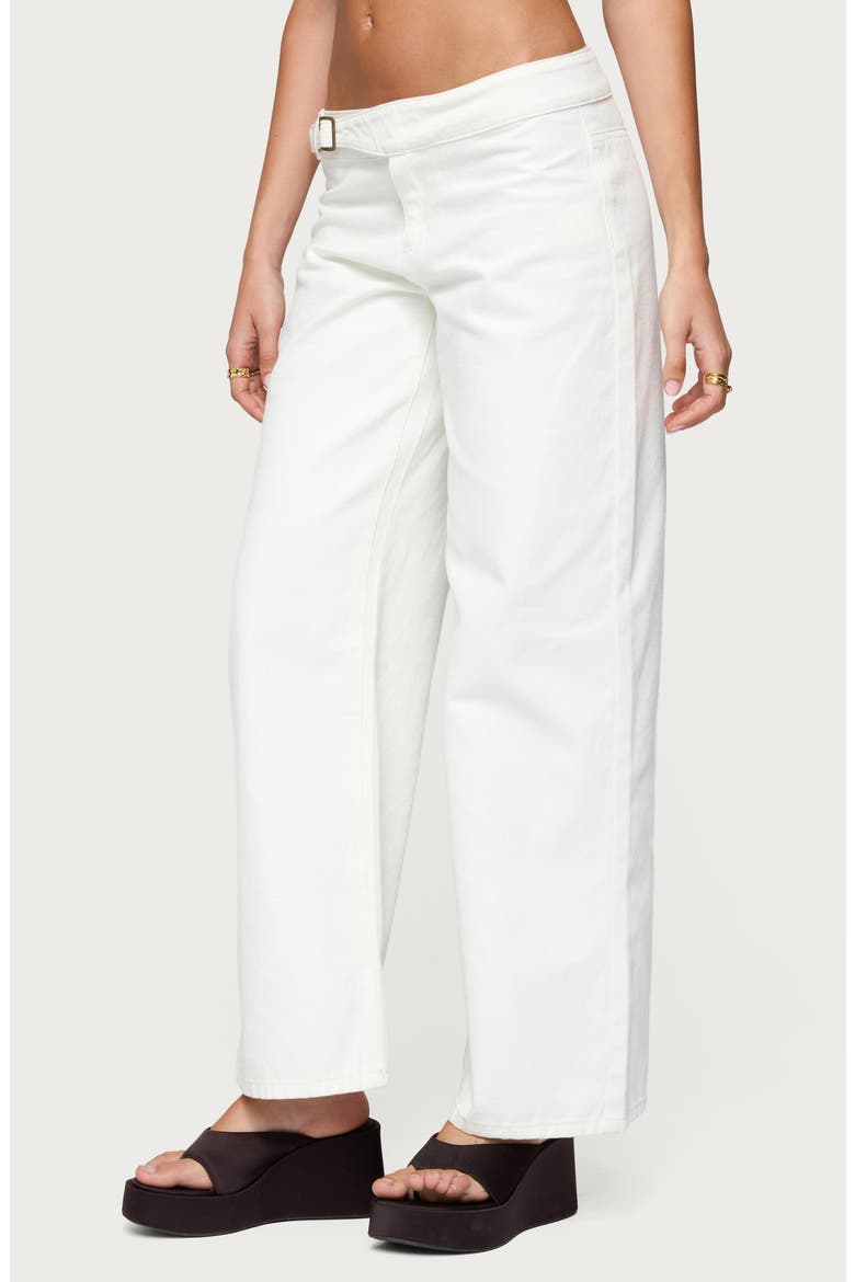 Buckle Tab Low Rise Wide Leg Pants, Alternate, color, WHITE