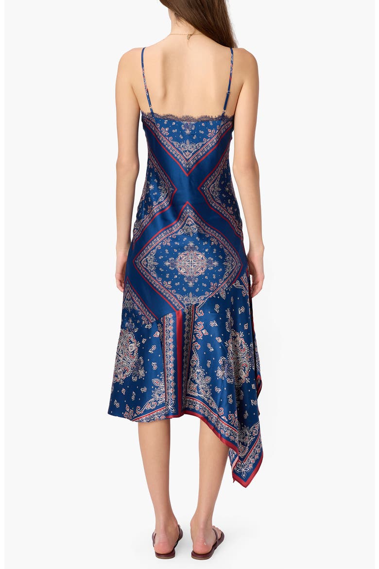 Becky Lace Trim Silk Slipdress, Alternate, color, MARINERS BANDANA