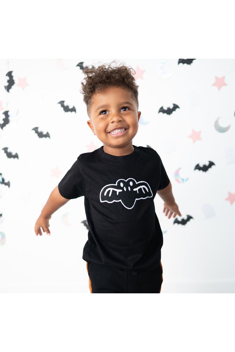 Bat Patch Halloween Short Sleeve T-Shirt, Alternate, color, Black