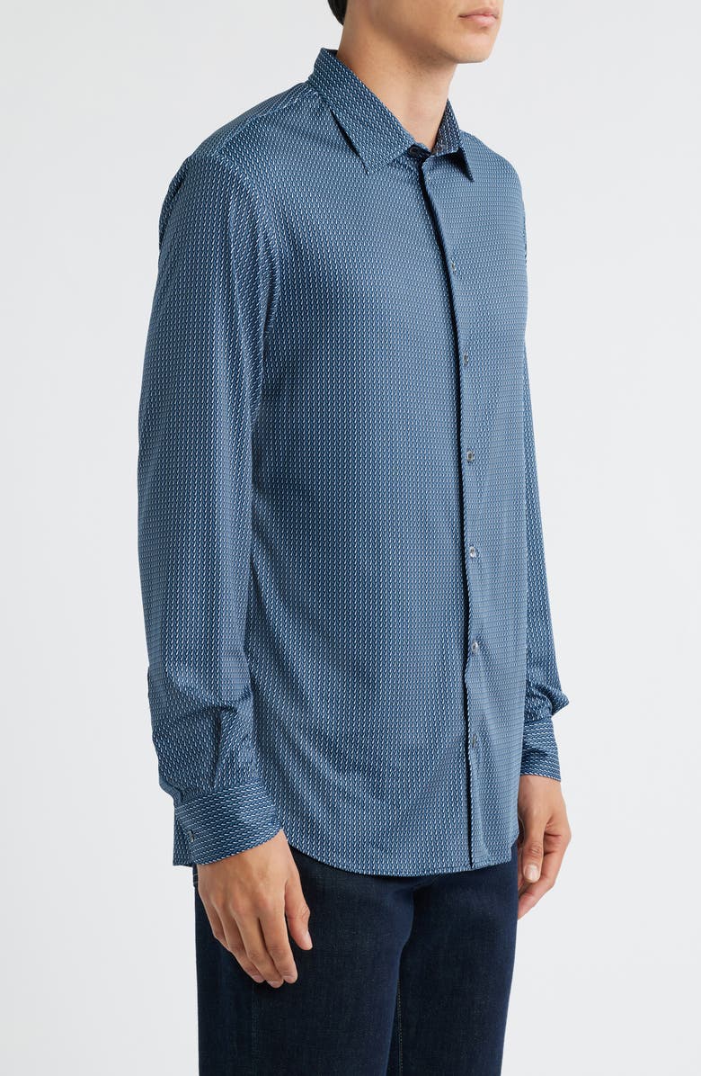 Emporio Armani Jersey Button-Up Sport Shirt, Alternate, color, Blue