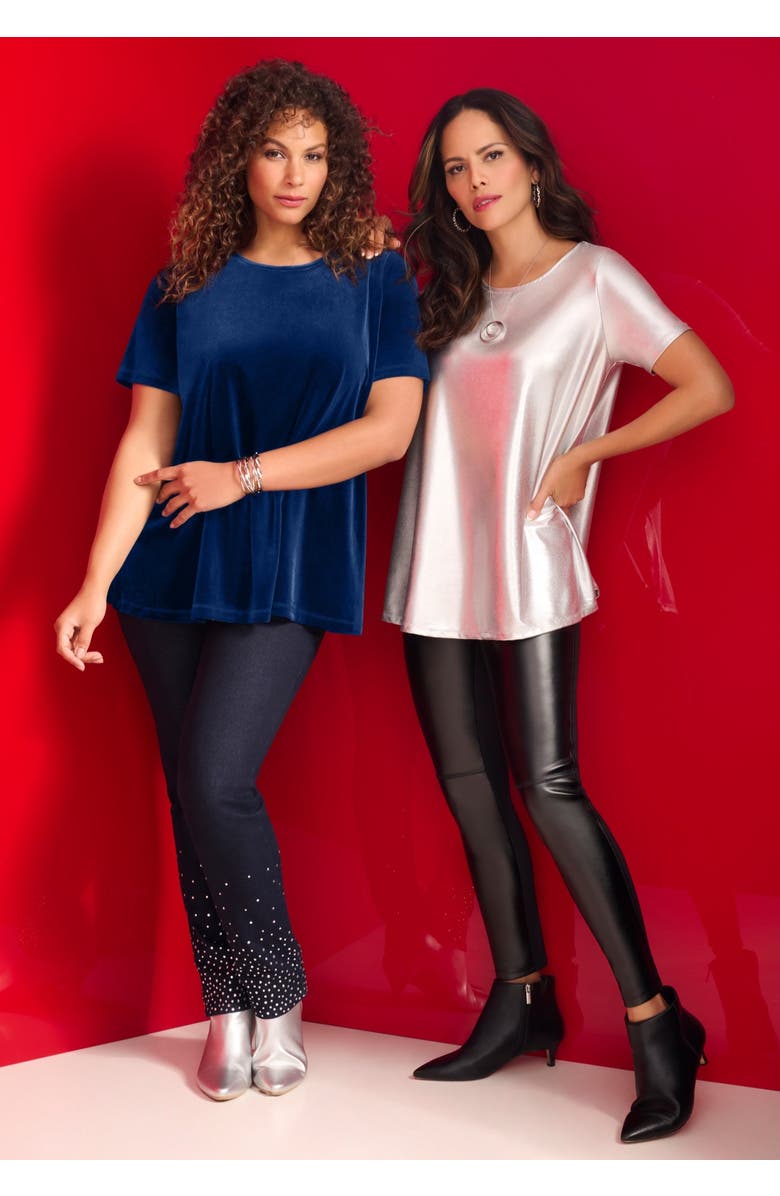 Roaman's Velour Swing Tee, Alternate, color, Black