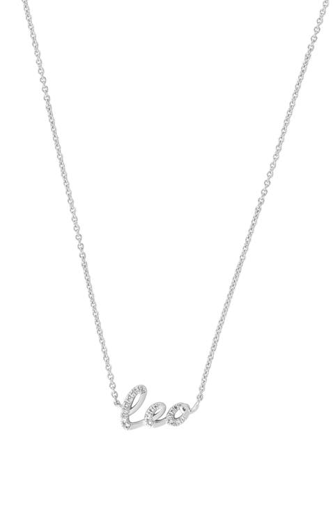 Diamond Leo Zodiac Necklace in Sterling Silver