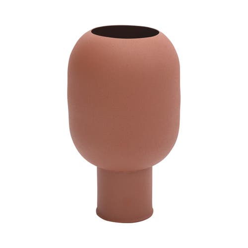 Storied Home Textured Decorative Metal Flower Vase, Matte Sienna Brown