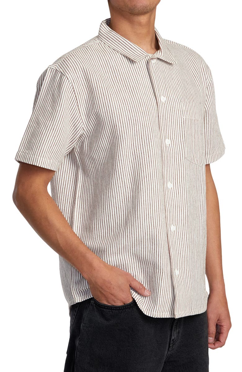 RVCA Dayshift Stripe II Short Sleeve Button-Up Shirt, Alternate, color,