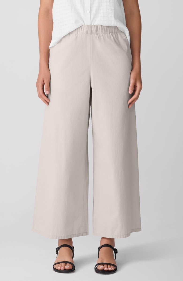 Eileen Fisher Organic Cotton Ankle Wide Leg Pants, Main, color, Chalk