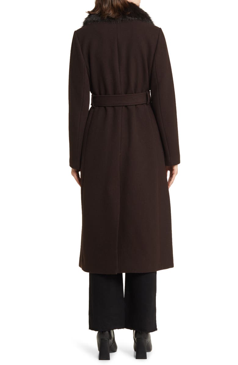 Michael Kors Belted Longline Wool Blend Coat with Faux Fur Collar, Alternate, color, 