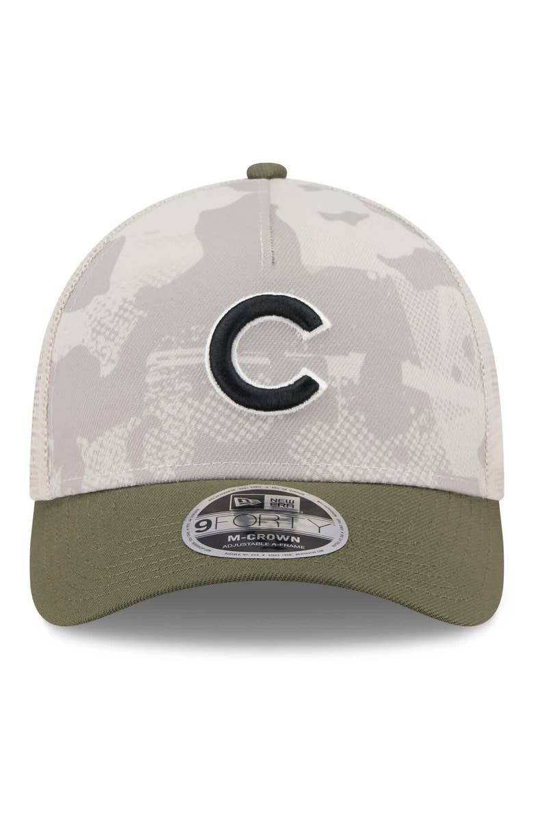 New Era Men's New Era Light Beige/Olive Chicago Cubs 2025 Armed Forces Day 9FORTY M-Crown A-Frame Adjustable Hat, Alternate, color, Light Beige