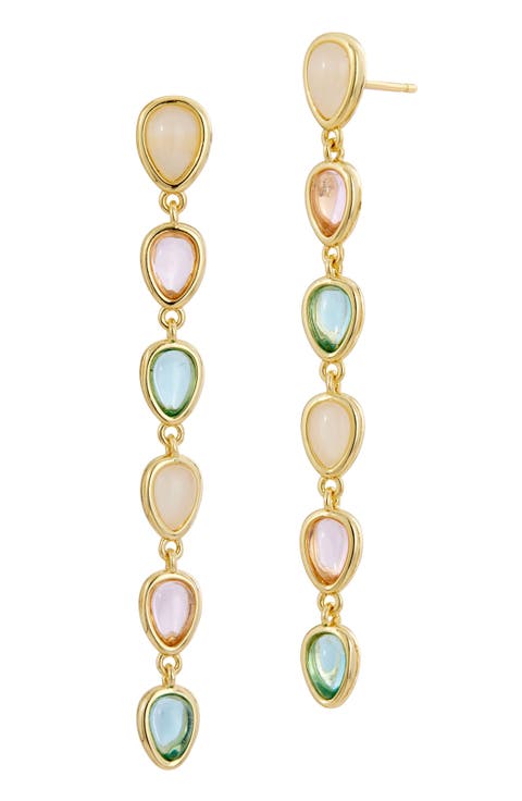 Pastel Cabochon Cubic Zirconia Linear Drop Earrings