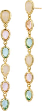 SAVVY CIE JEWELS Pastel Cabochon Cubic Zirconia Linear Drop Earrings