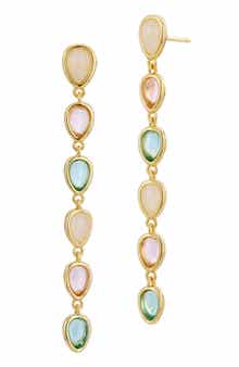 SAVVY CIE JEWELS Pastel Cabochon Cubic Zirconia Linear Drop Earrings