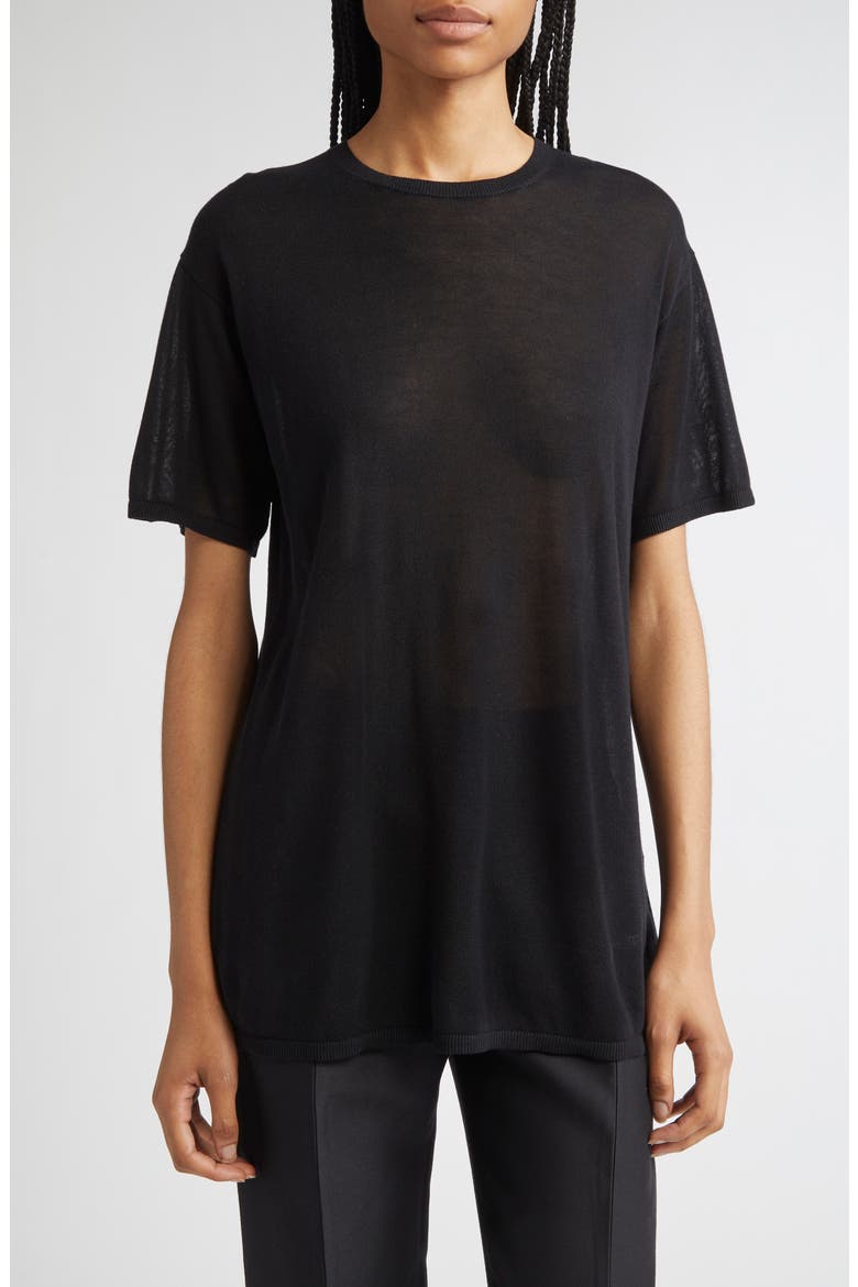 Knit T-Shirt, Main, color, BLACK