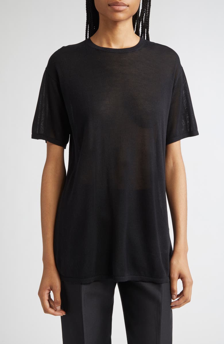 TOTEME Knit T-Shirt, Main, color, Black