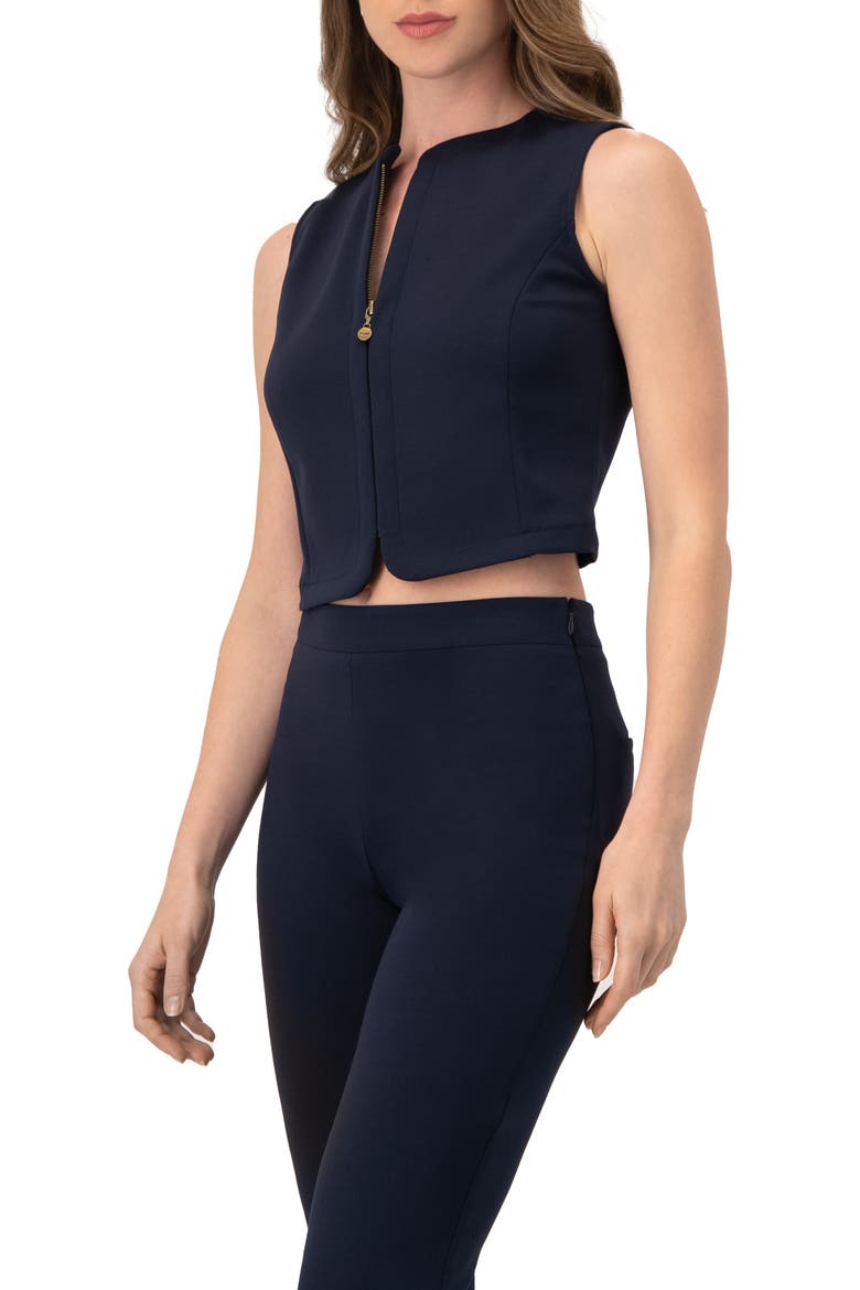 Front-Zip Crop Top, Alternate, color, Navy Blue