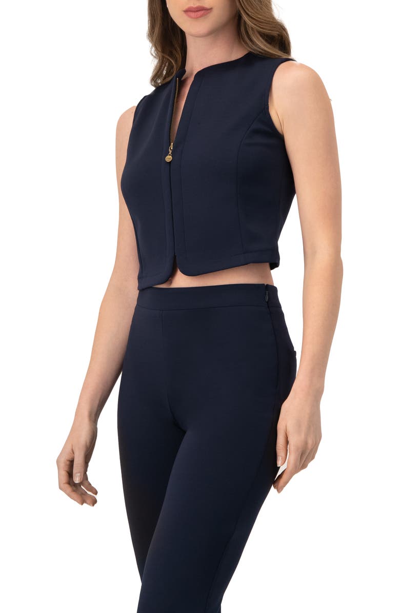 IVONNE Front-Zip Crop Top, Alternate, color, Navy Blue