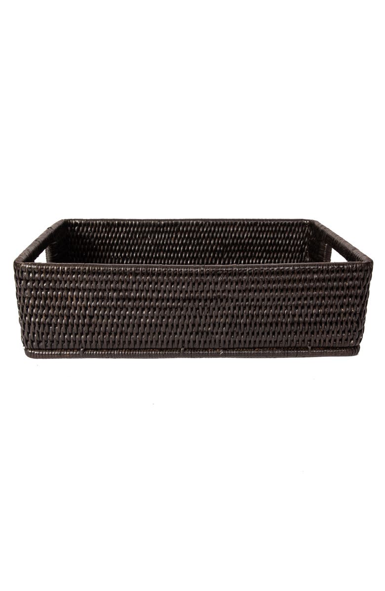 Artifacts Trading Company<sup>™</sup> Artifacts Rattan Rectangular Storage Basket with Rounded Corners, Alternate, color, Tudor Black