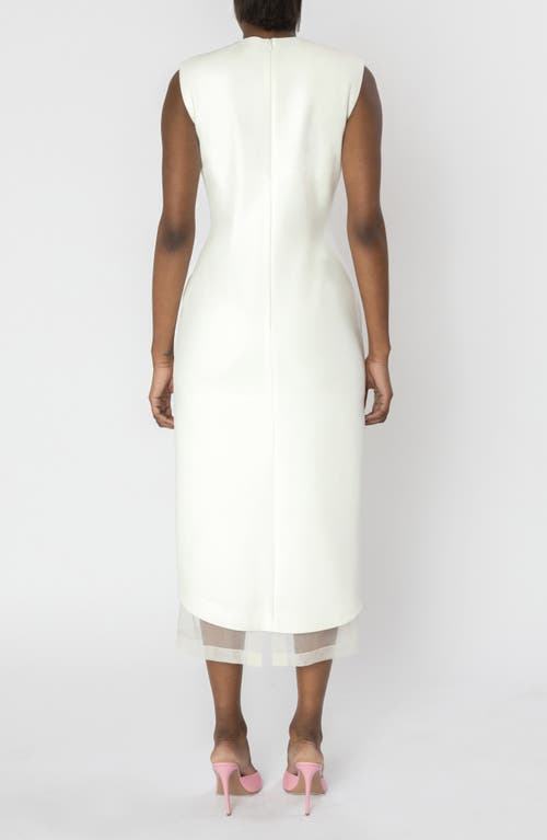Israella Kobla Sephone Layered Sheer Organza Panel Midi Dress In White