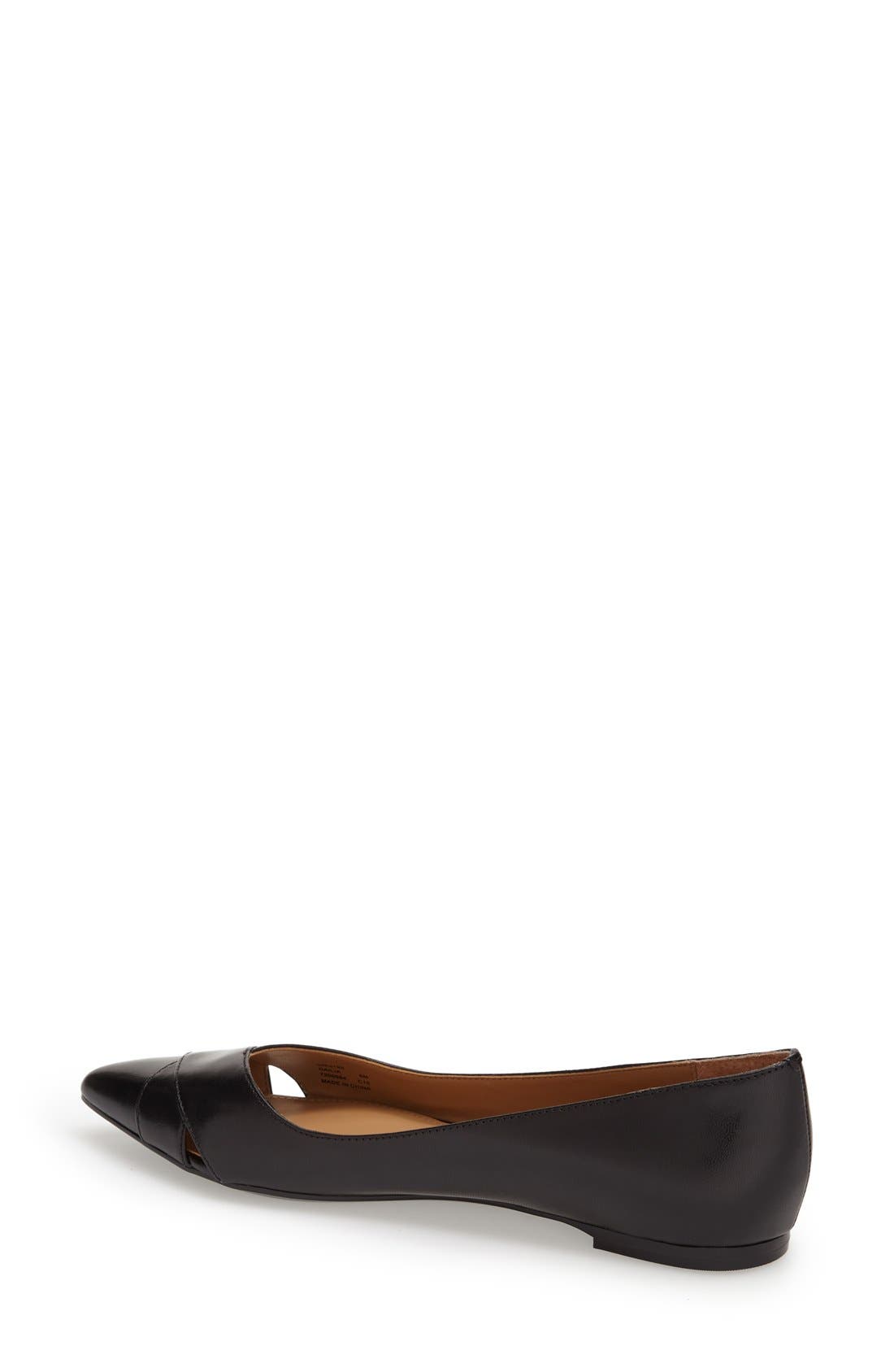 'Gailia' Leather Pointy Toe Flat, Alternate, color, BLACK LEATHER