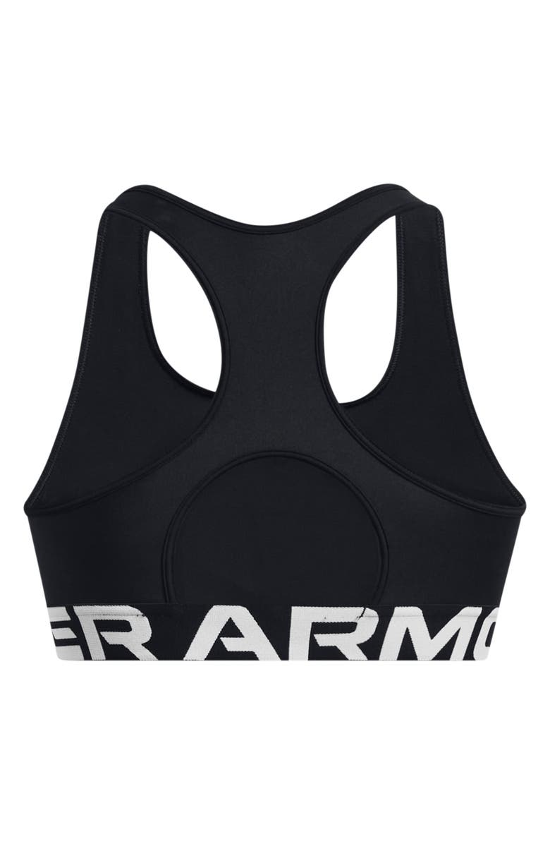 Under Armour HeatGear<sup>®</sup> Mid Racerback Logo Jacquard Sports Bra, Alternate, color, Black / / White