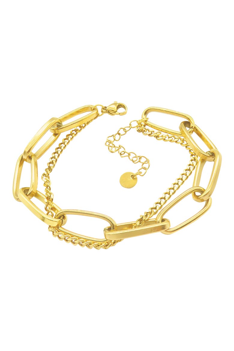 Oversized Paperclip Mixed Chain Water Resistant Bracelet, Main, color, YELLOW