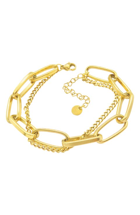 Oversized Paperclip Mixed Chain Water Resistant Bracelet