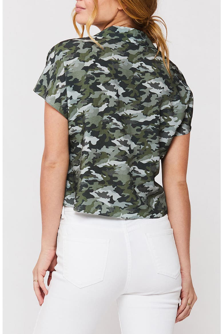 Aquaria Tie Front Camp Shirt, Alternate, color, OLIVE CAMO