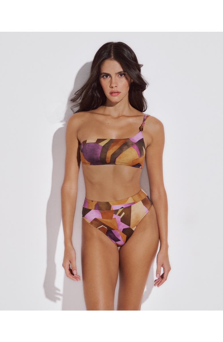 LIDA SWIMWEAR Sofia One Shoulder Bikini Top, Main, color, Geometric Purple