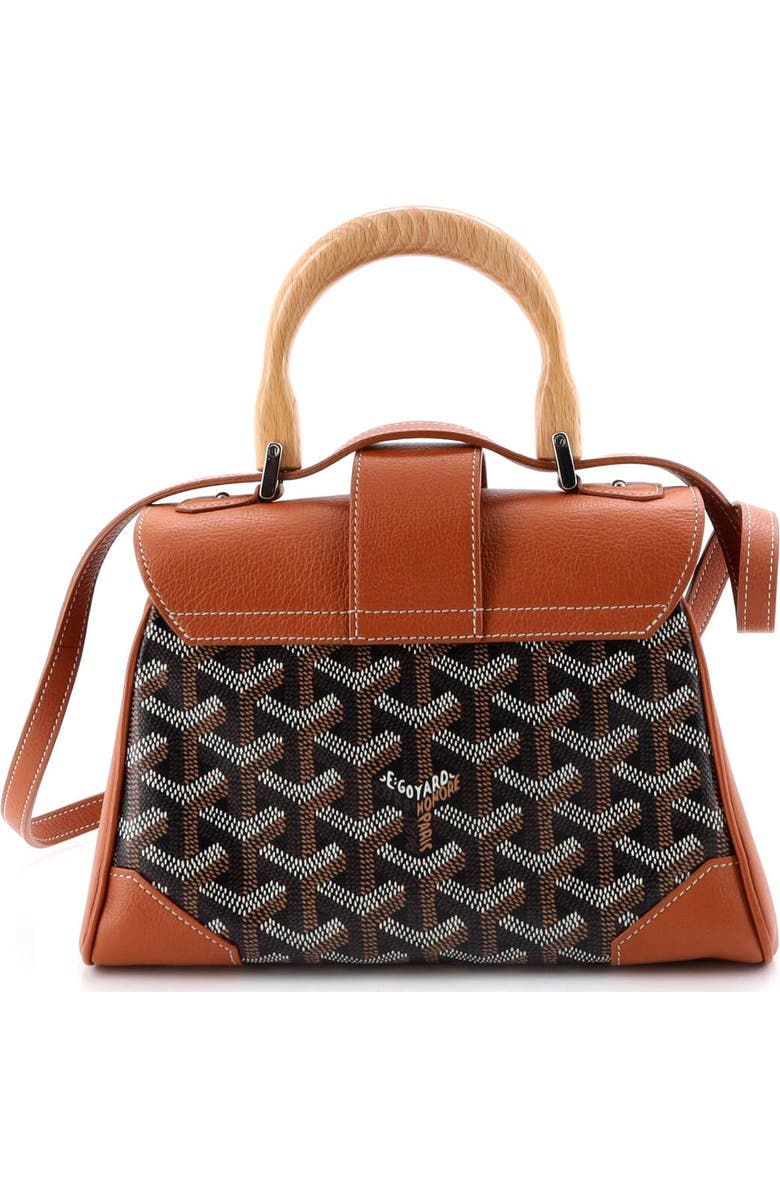 Pre-Owned Goyard Saigon Top Handle Bag Coated Canvas with Leather Mini, Alternate, color, Brown