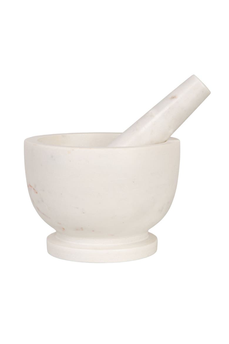 Marble Mortar and Pestle, White, Alternate, color, White