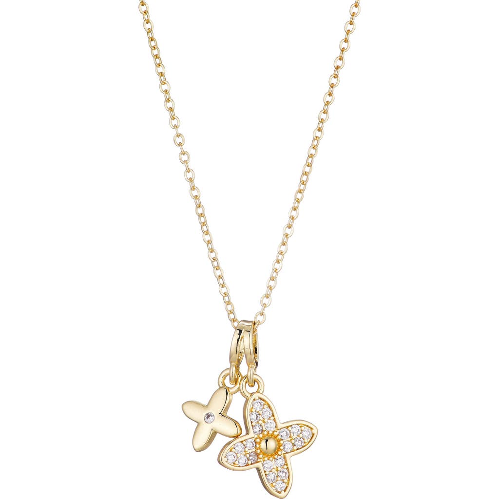 Adornia Tarnish Resistant 18k Gold Plated Double Pointed Clover Cz Necklace In Gold