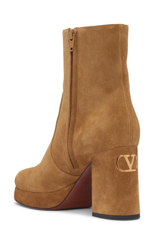 Valentino Vlogo Platform Bootie In Brown