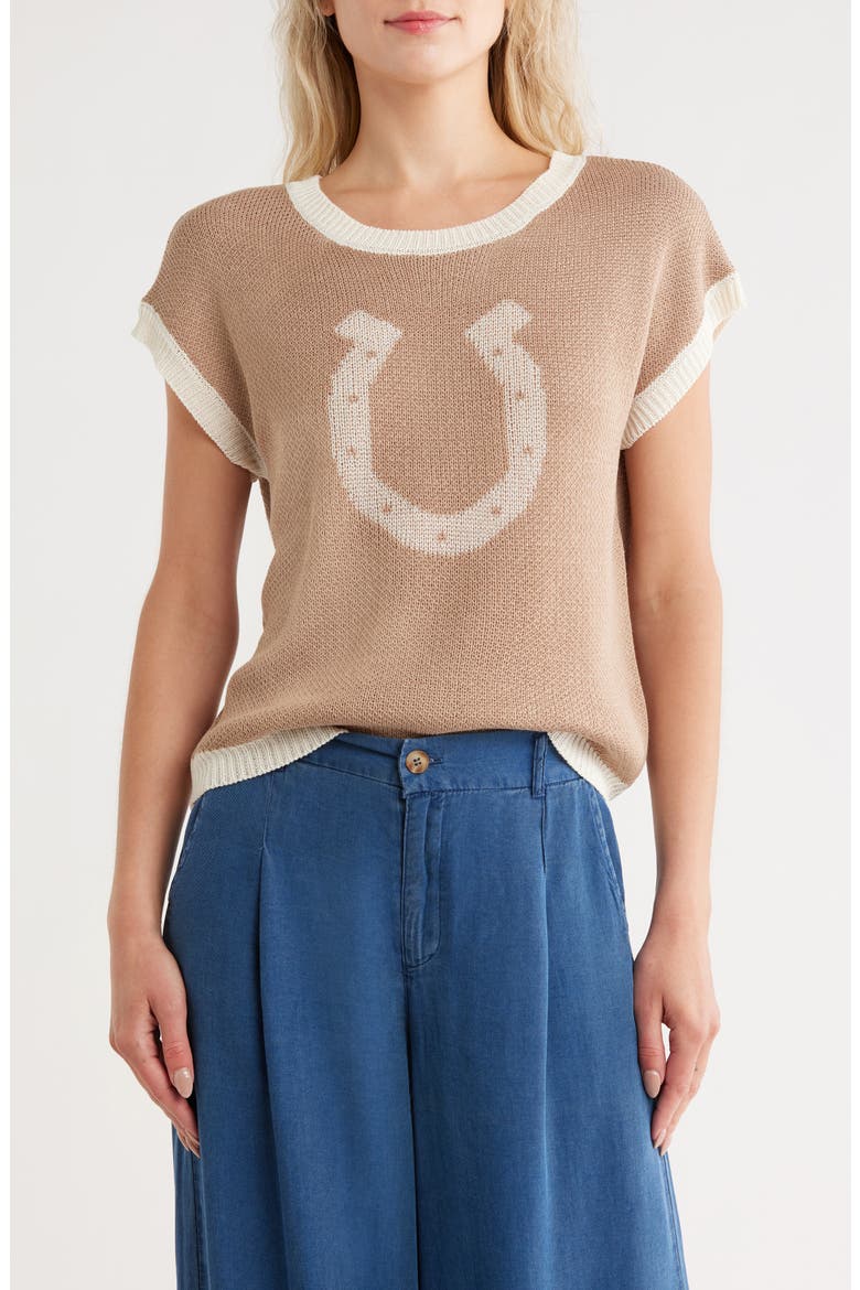 Horseshoe Sleeveless Sweater, Main, color, BROWN