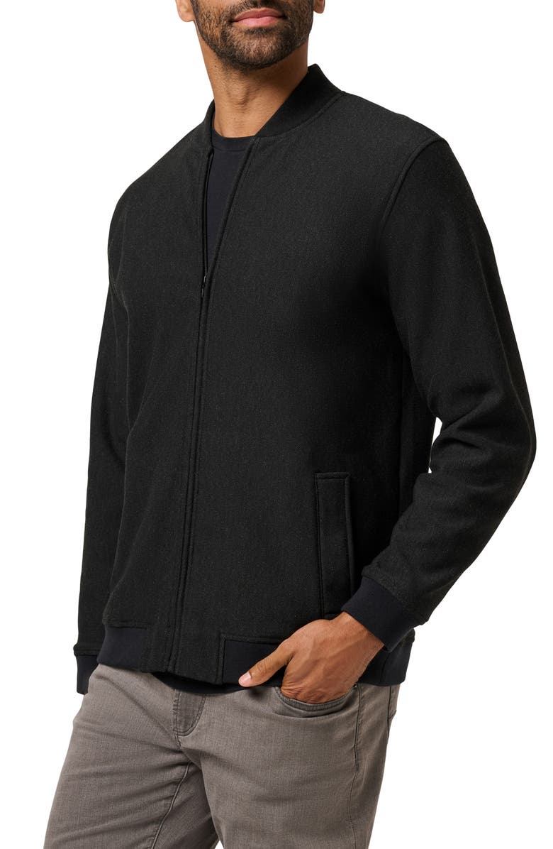 TravisMathew Social Club Bomber Jacket, Alternate, color, Heather Black