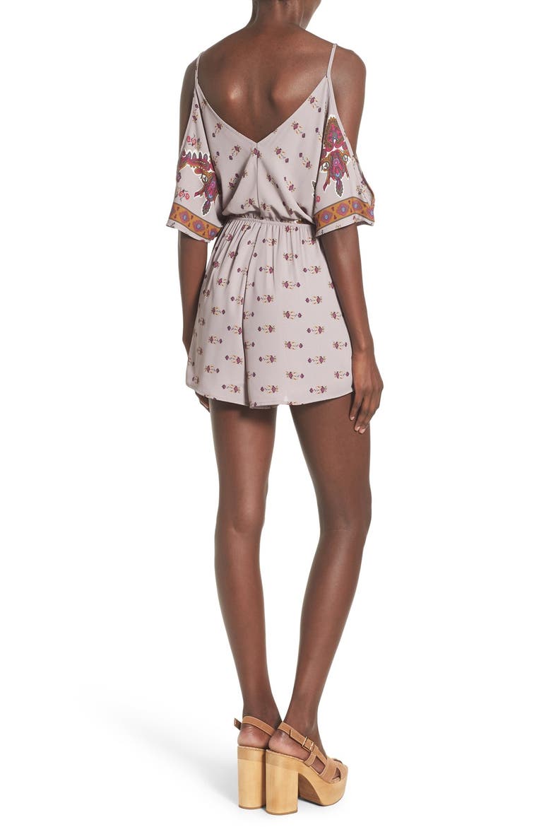 Cold Shoulder Romper, Alternate, color, GREY MULTI FLORAL