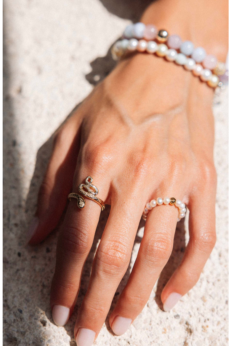 Beaded Pearl Ring, Alternate, color, White