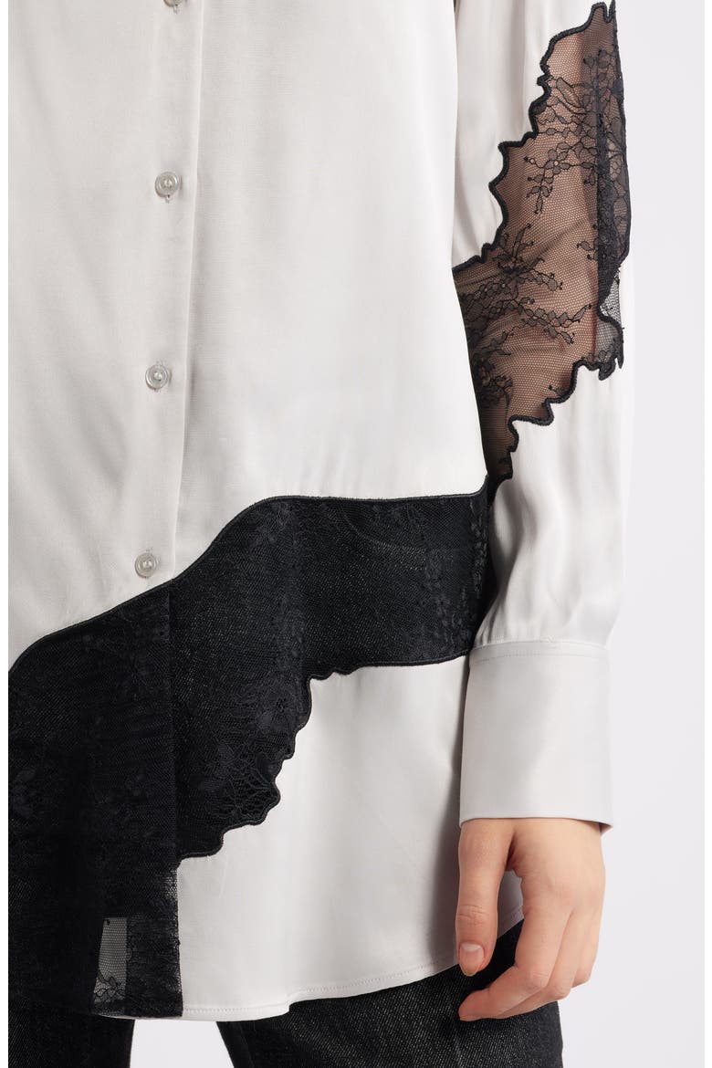 Belacey Lace Trim High-Low Tunic Shirt, Alternate, color, OPEN GY