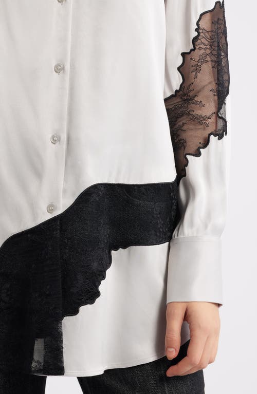 Hugo Boss Boss Belacey Lace Trim High-low Tunic Shirt In Brown