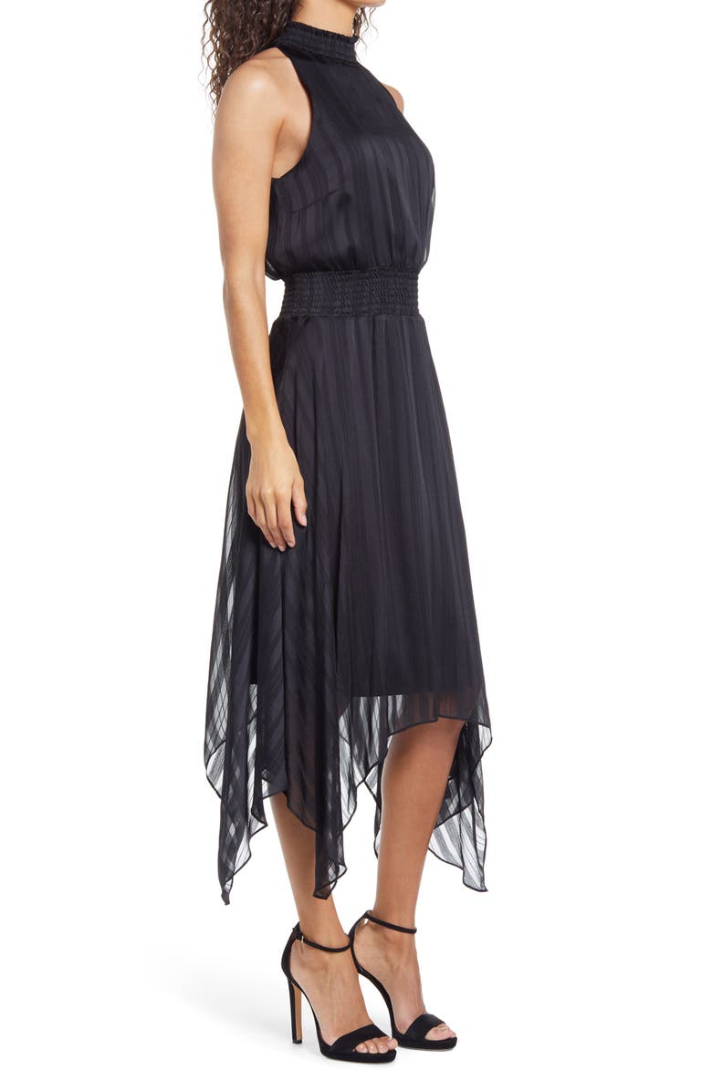 Sam Edelman Tonal Stripe Shark Bite Hem Halter Dress, Alternate, color, 