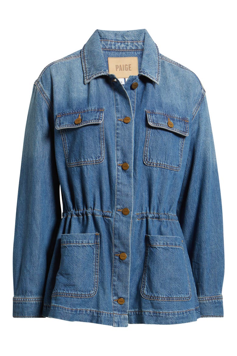 Clarke Cotton Blend Denim Button Front Jacket, Alternate, color, LA VERNE