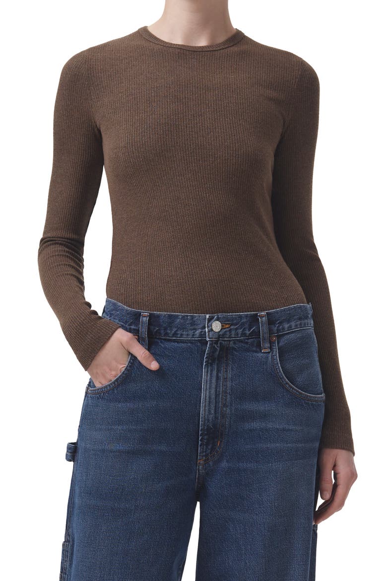 Delphi Slim Fit Ribbed T-Shirt, Main, color, SHROOM